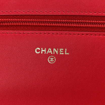 Chanel Lambskin Quilted Boy Wallet On Chain WOC Red 6 of 13