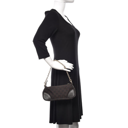 Gucci Monogram Studded Chain Clutch Dark Brown 2 of 10