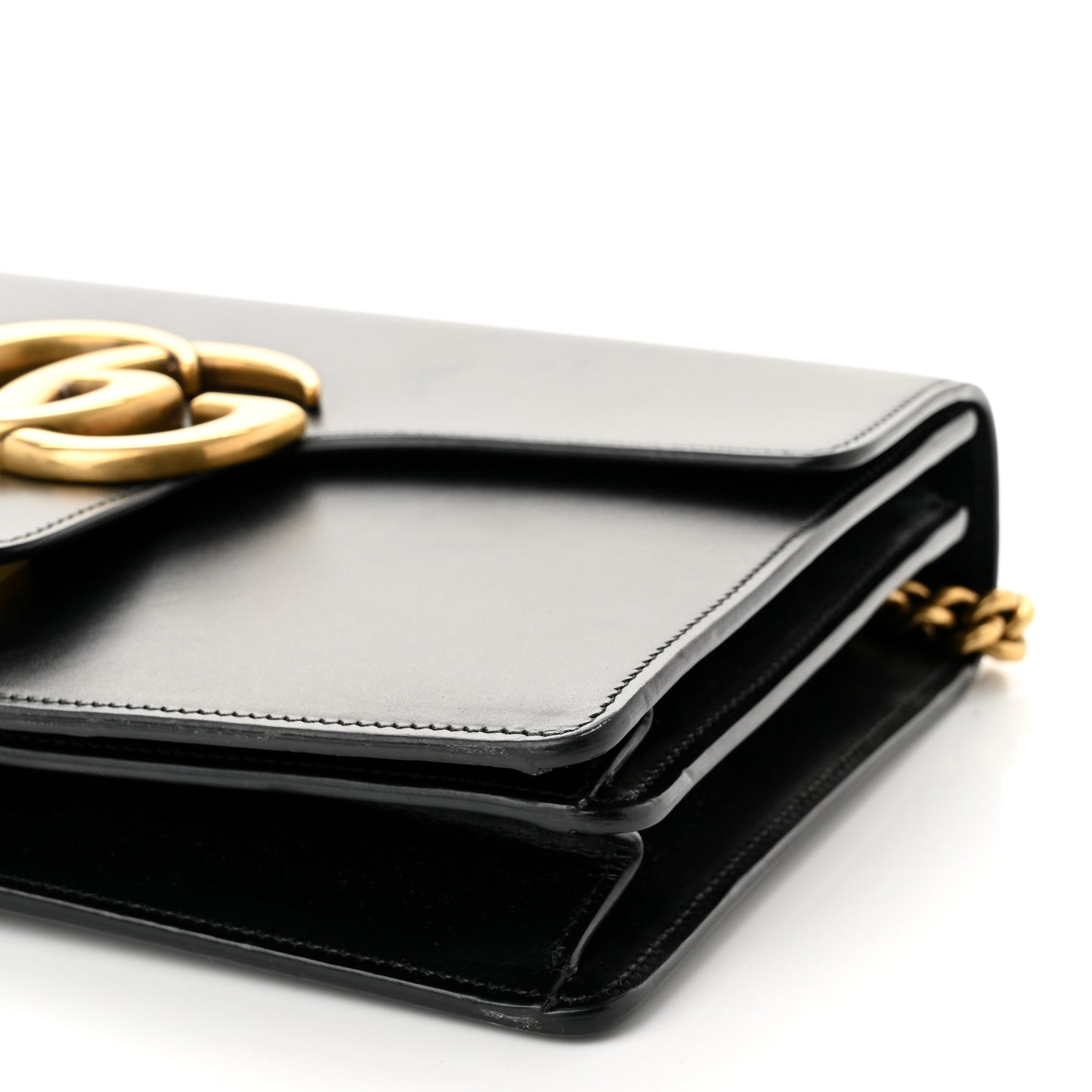Knight Calfskin Medium GG Marmont Chain Handle Bag Black