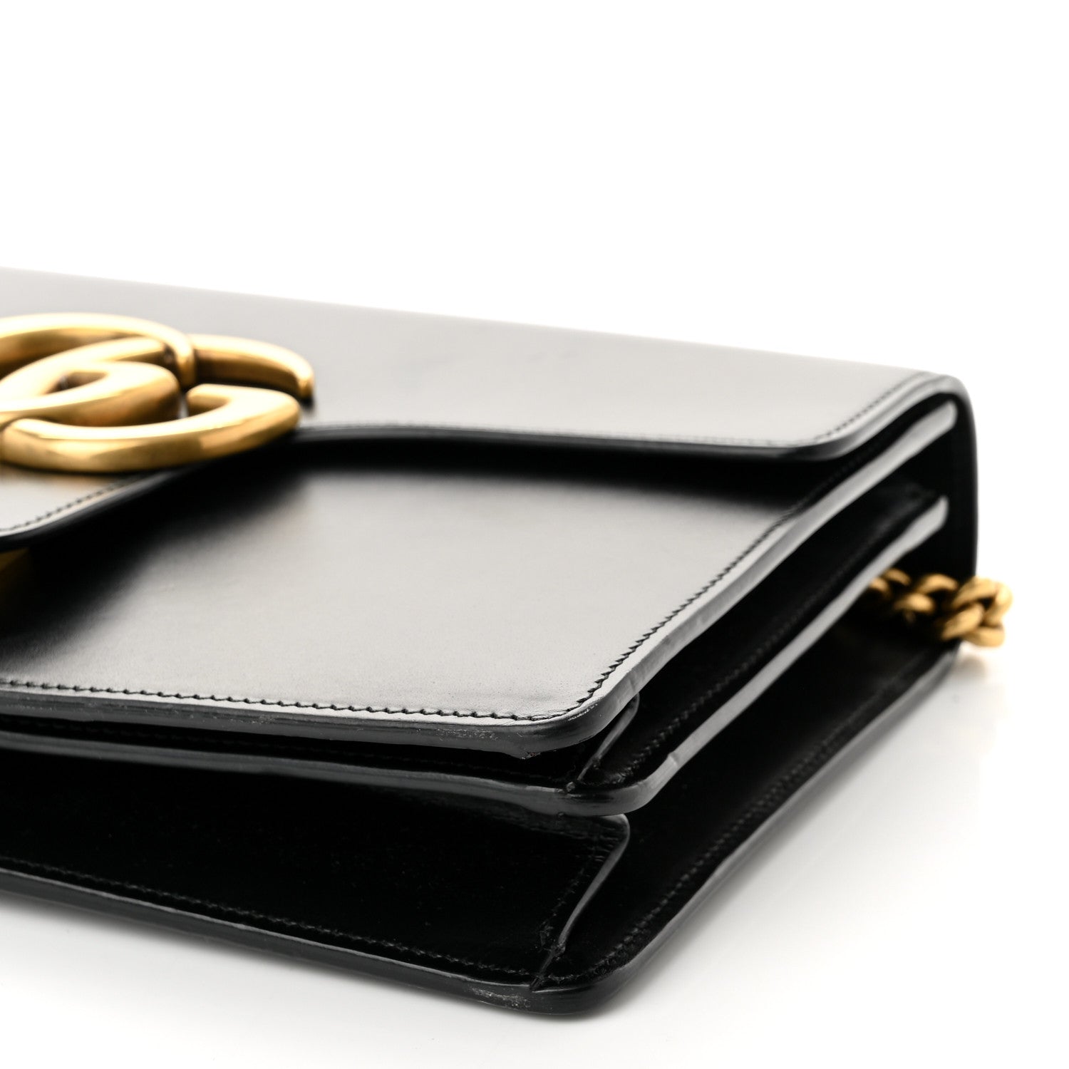 Gucci Knight Calfskin Medium GG Marmont Chain Handle Bag Black 9 of 9