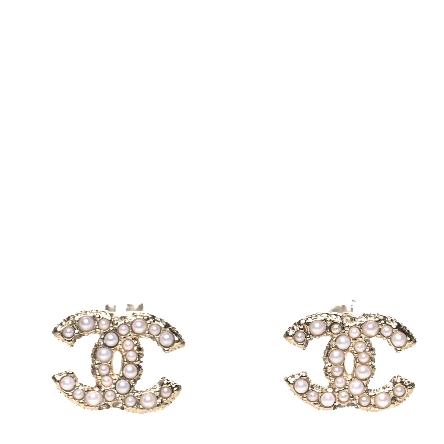 Metal Graduated Pearl Crystal CC Earrings Light Gold