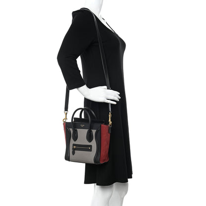 Celine Bullhide Calfskin Nubuck Nano Tri-Color Luggage Ruby 2 of 12