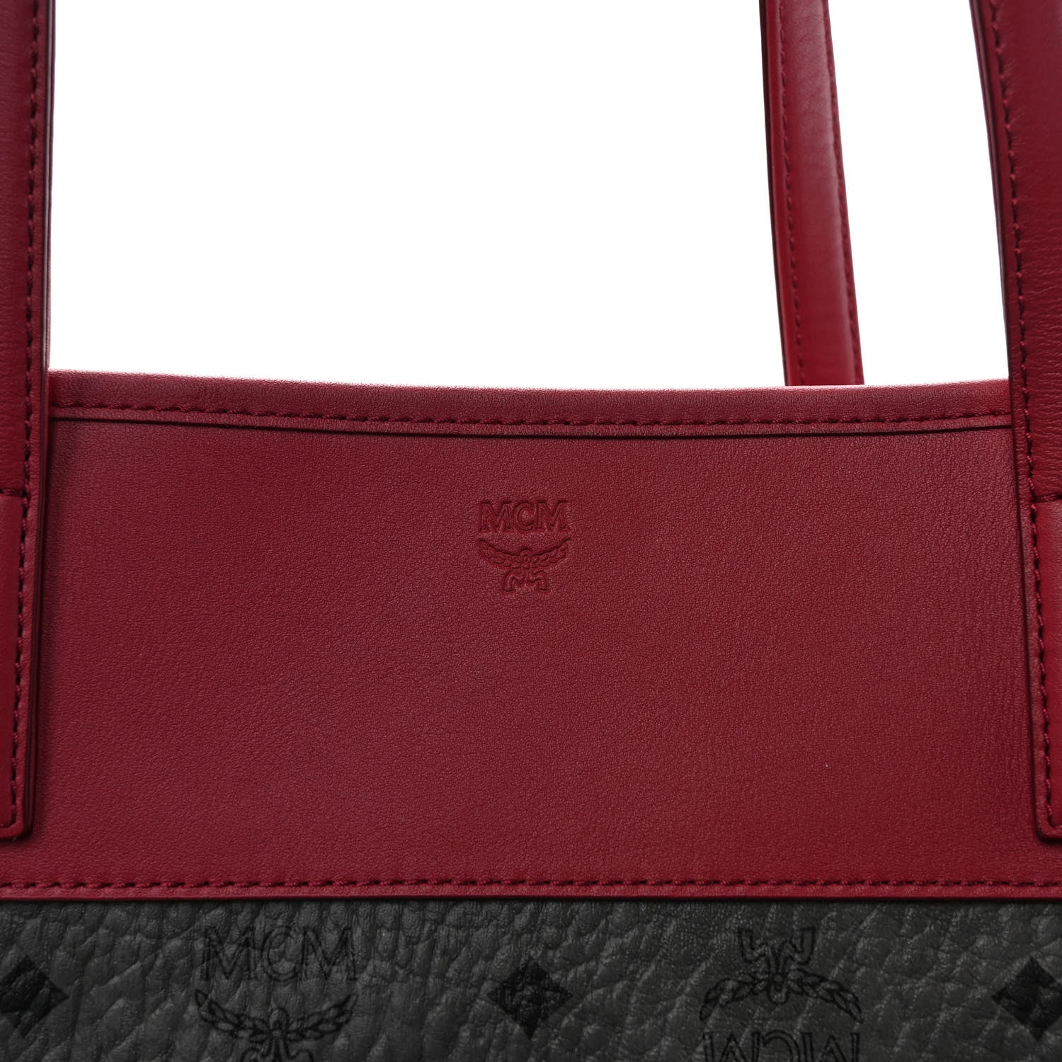 MCM Visetos Large Anya Shopper Tote Phantom Grey Red 6 of 8