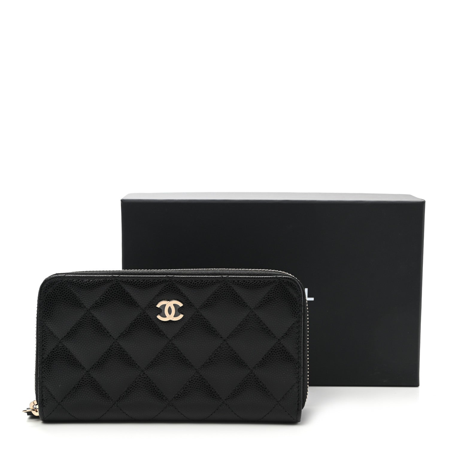 Chanel Caviar Quilted Medium Zip Around Wallet Black 9 of 9