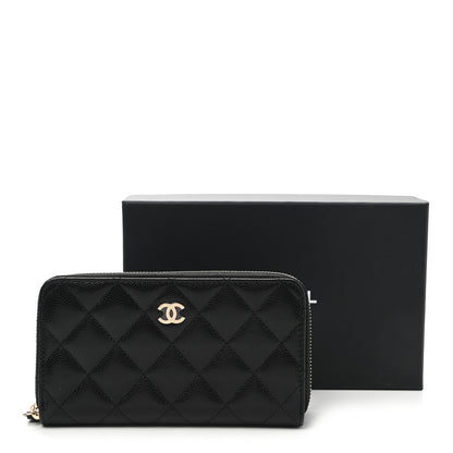 Chanel Caviar Quilted Medium Zip Around Wallet Black 9 of 9