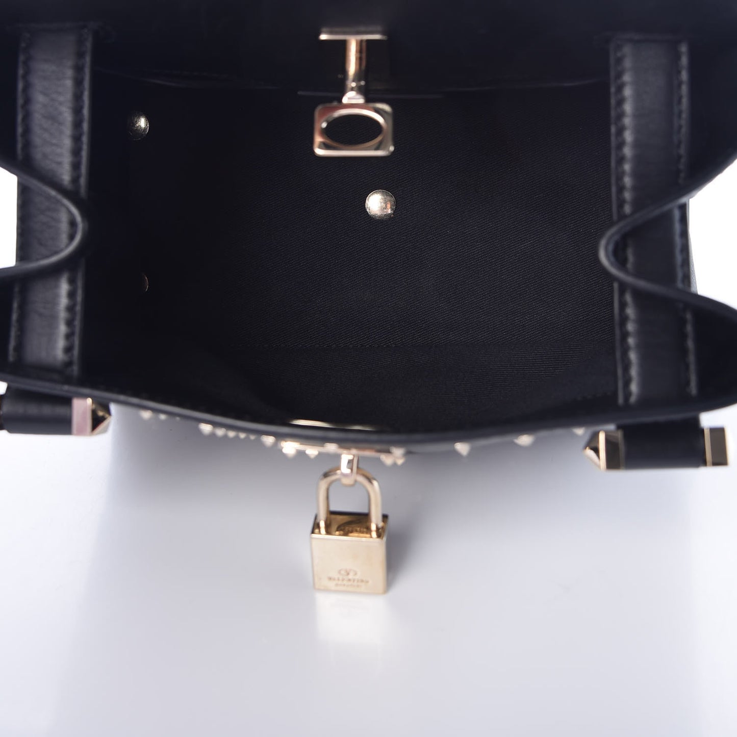 Calfskin Studded Small Joylock Satchel Black