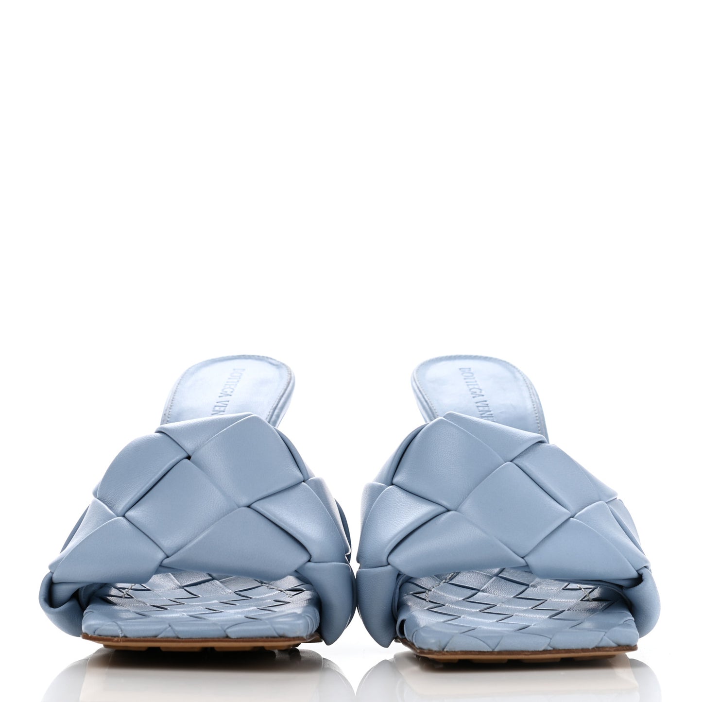 Nappa Maxi Intrecciato Lido Mule Sandals 37 Ice