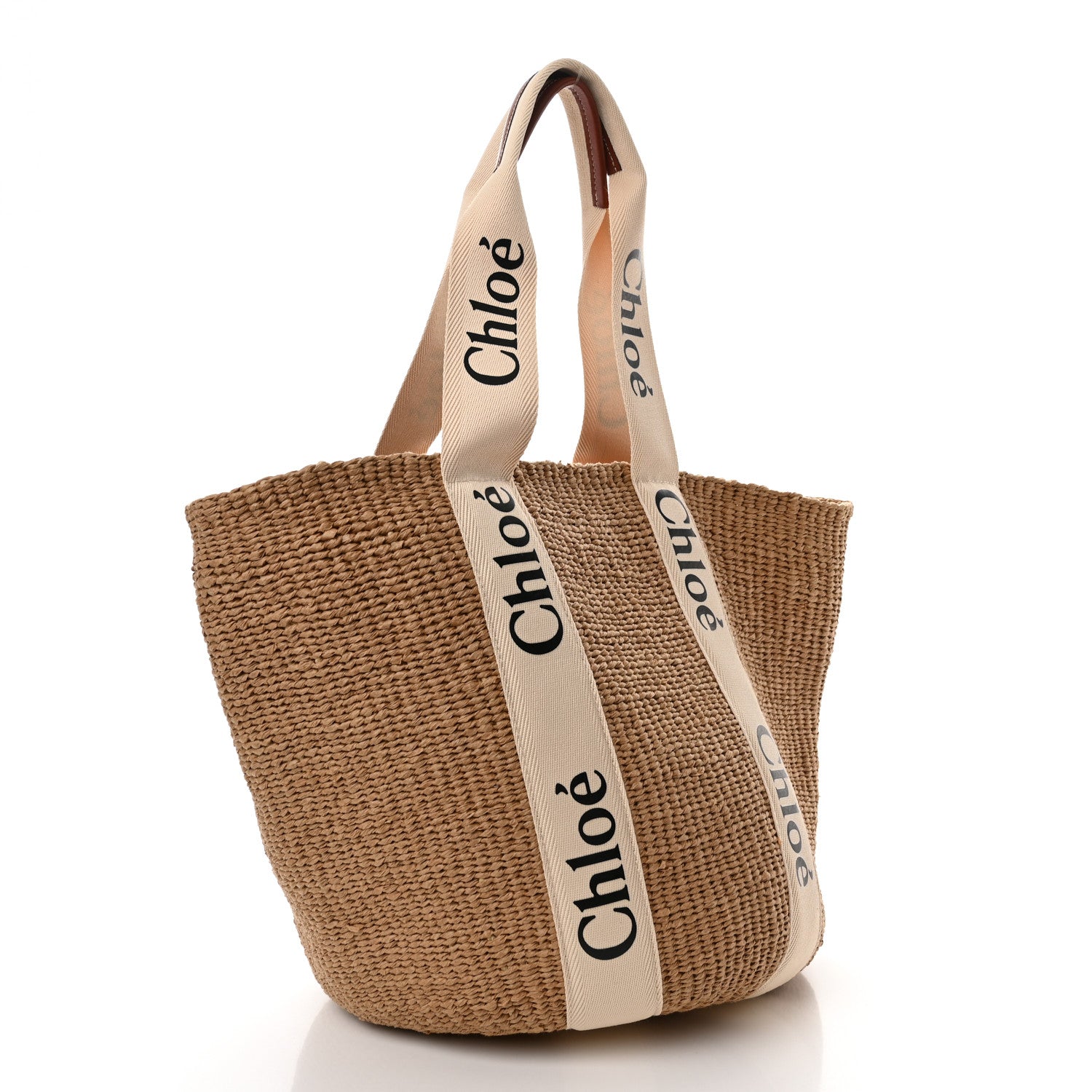 Chloe Raffia Large Woody Basket Bag White 3 of 9