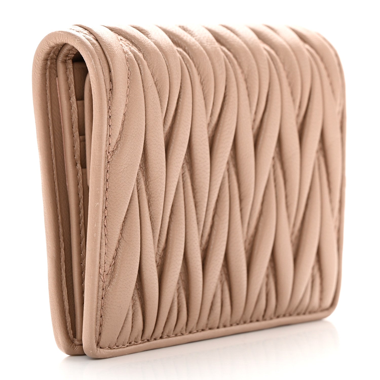 Miu Miu Nappa Matelasse Bi-Fold Compact Wallet Cammeo 3 of 13