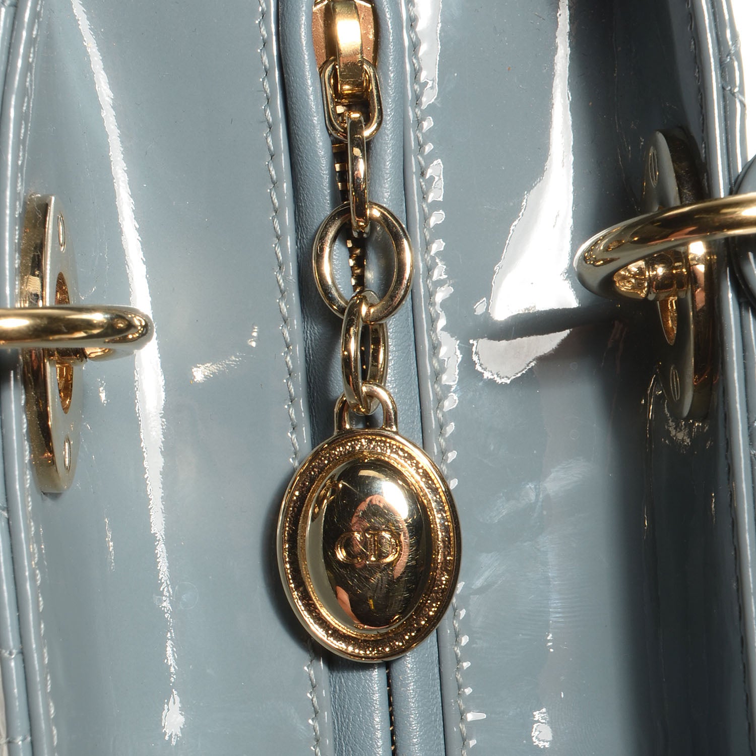 Christian Dior Patent Cannage Medium Lady Dior Blue 7 of 9