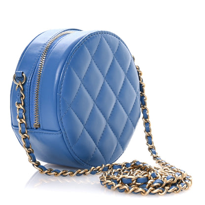 Chanel Lambskin Round Clutch With Chain Blue 2 of 10
