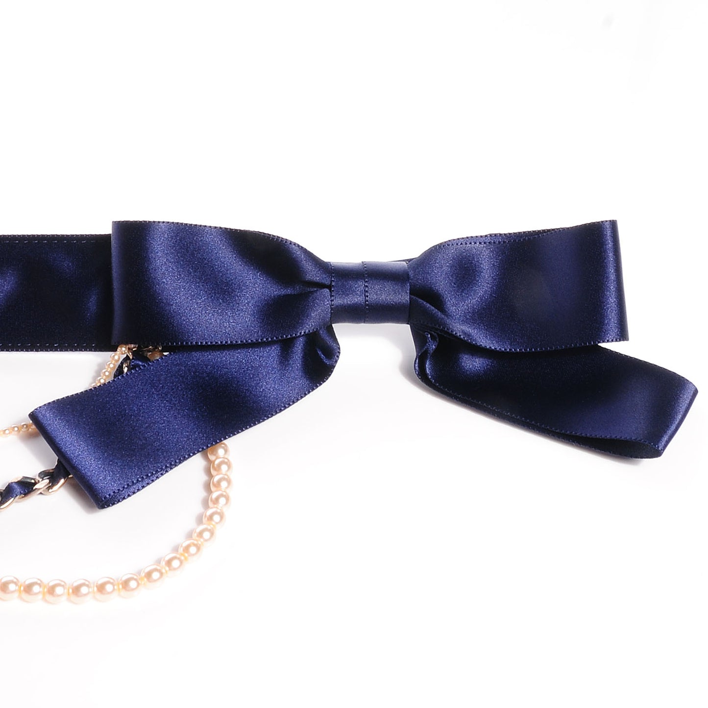 Satin Pearl Bow Belt 80 32 Royal Blue