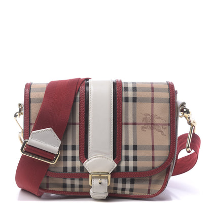 Burberry Haymarket Check Messenger Military Red White 1 of 15