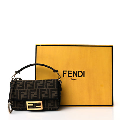 Fendi Fabric Jacquard FF 1974 Mini Baguette Tobacco Moro Black 10 of 10