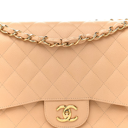 Chanel Caviar Quilted Jumbo Double Flap Beige 8 of 13