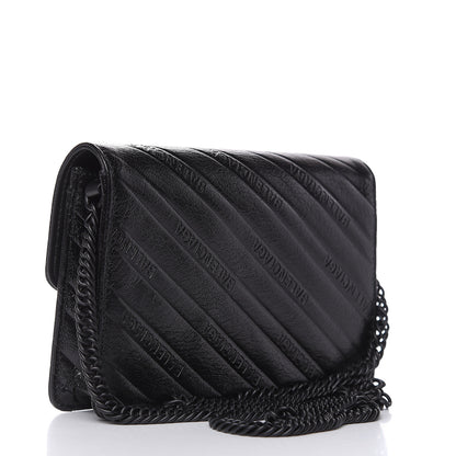 Balenciaga Shiny Goatskin Logo Embossed Monochrome BB Wallet On Chain Black 3 of 7
