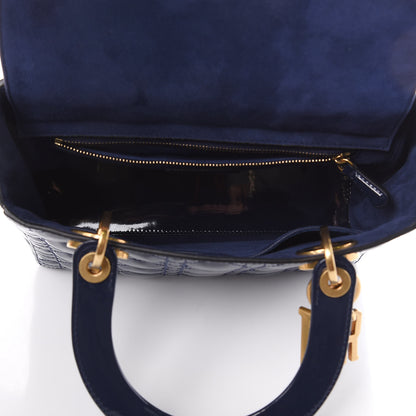 Christian Dior Patent Cannage Medium Lady Dior Navy Blue 5 of 12