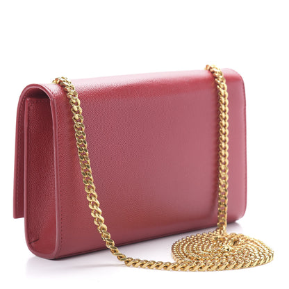 Saint Laurent Grain De Poudre Small Monogram Kate Satchel Red 3 of 12