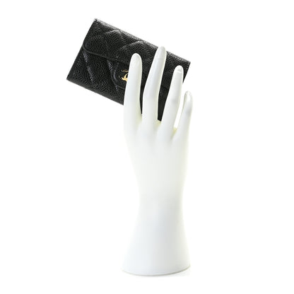 Chanel Caviar Quilted Flap Card Holder Wallet Black 2 of 8
