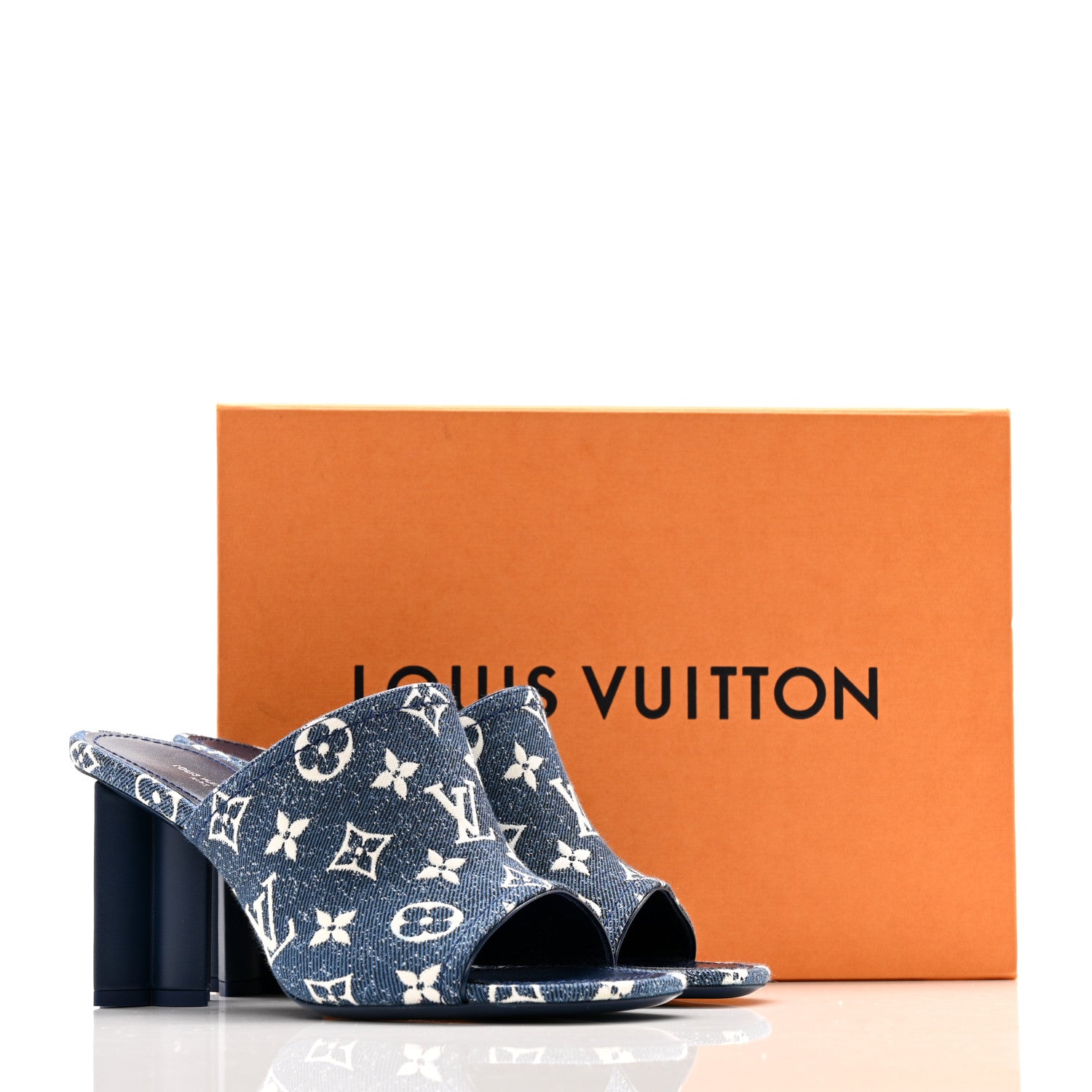 Louis Vuitton Denim Monogram Silhouette Mules 39 Navy Blue 1826445