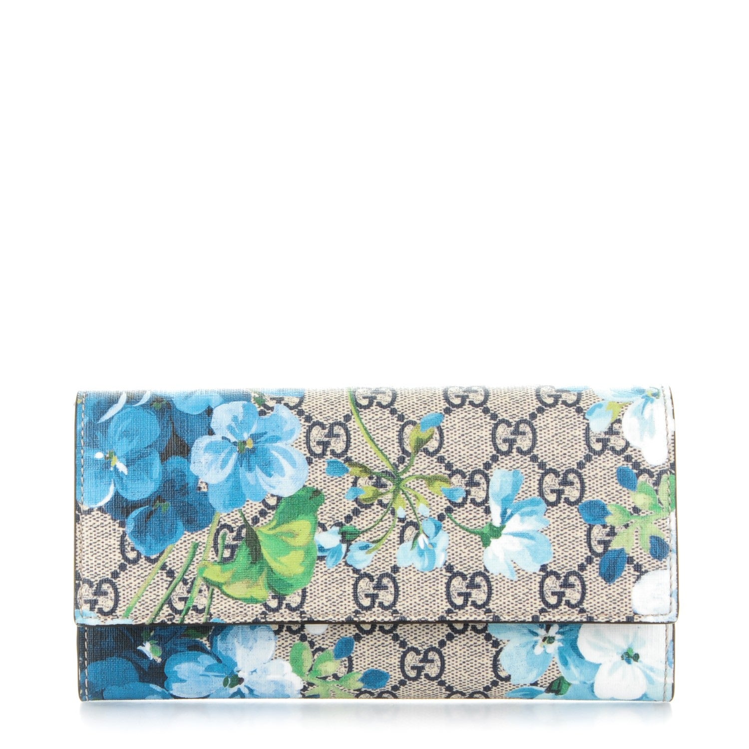 Gucci GG Supreme Monogram Blooms Continental Wallet Blue 1 of 7