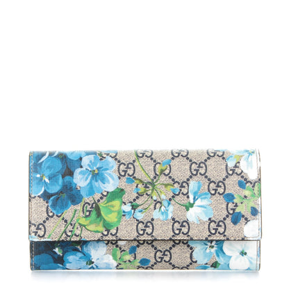Gucci GG Supreme Monogram Blooms Continental Wallet Blue 1 of 7