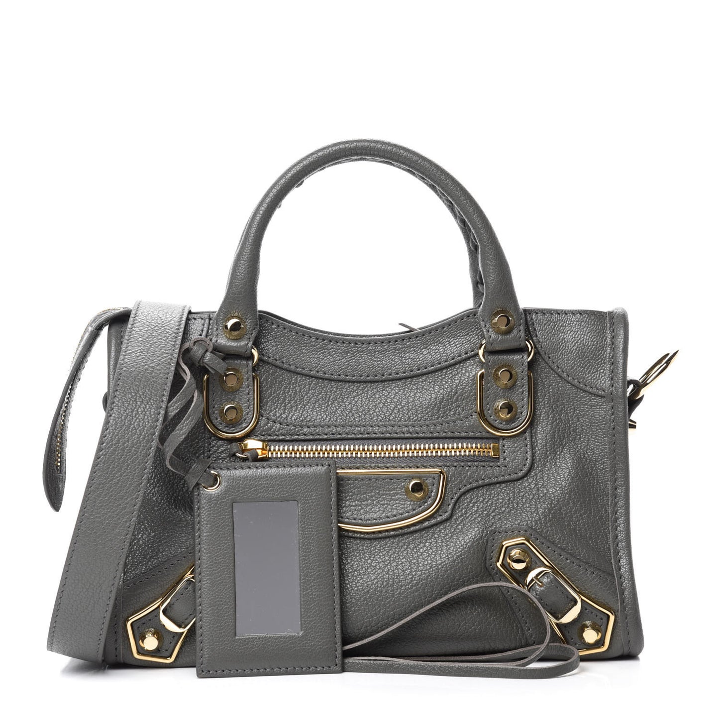 Chevre Gold Metallic Edge Hardware Mini City Gris Acier