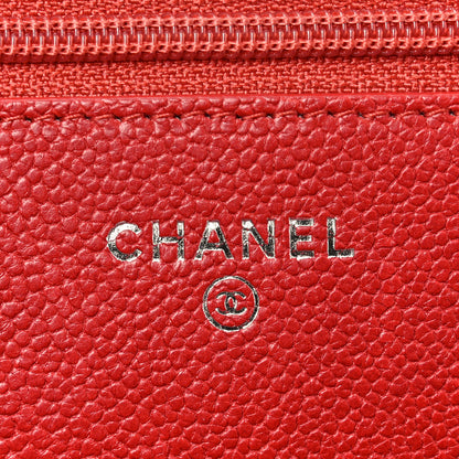 Chanel Caviar Quilted Boy Wallet On Chain WOC Red 6 of 12