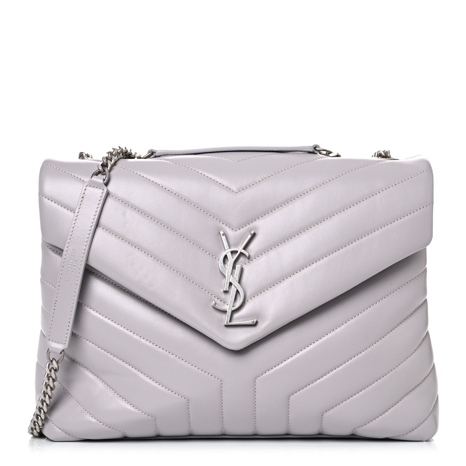 Saint Laurent Calfskin Y Quilted Monogram Medium Loulou Chain Satchel Granite 1 of 12