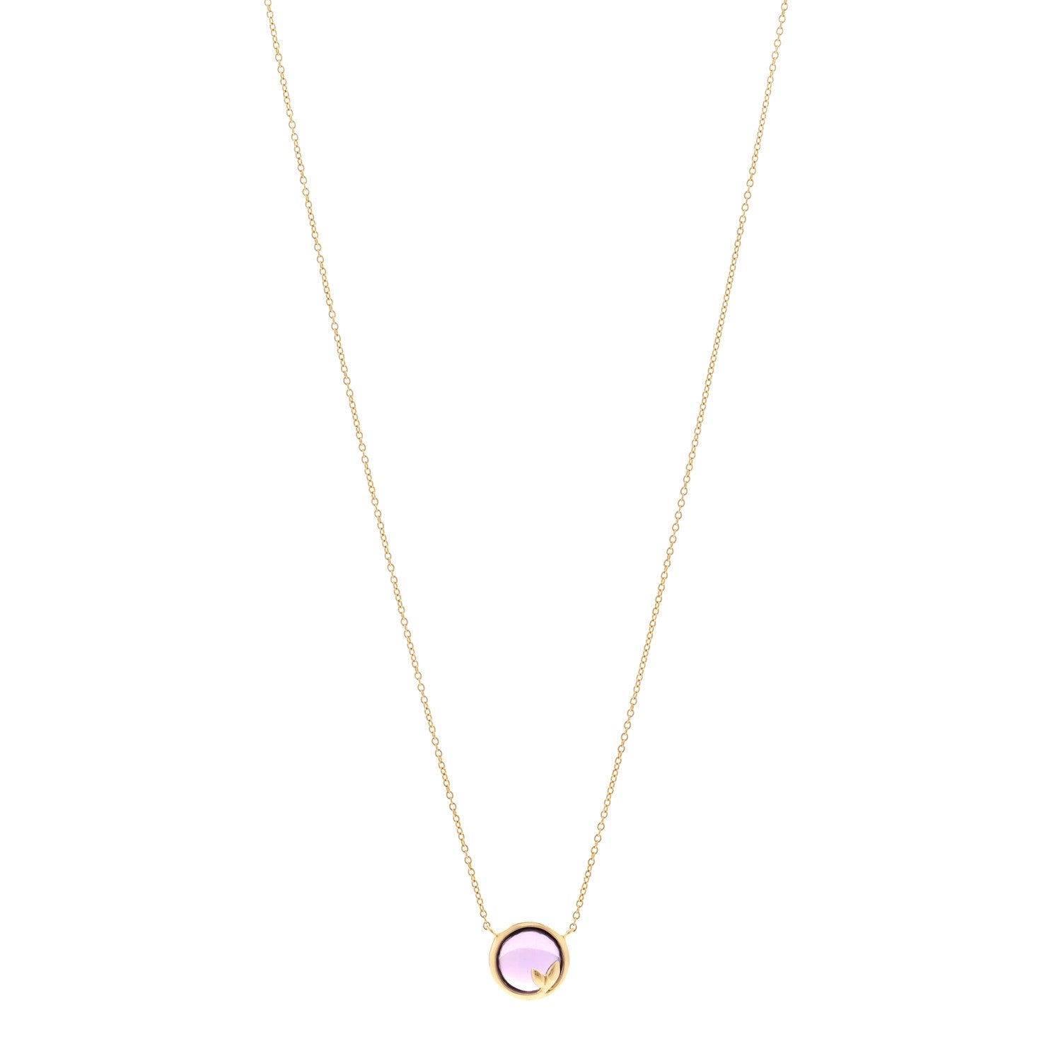 Tiffany 18K Yellow Gold Amethyst Paloma Picasso Olive Leaf Pendant Necklace 1 of 4