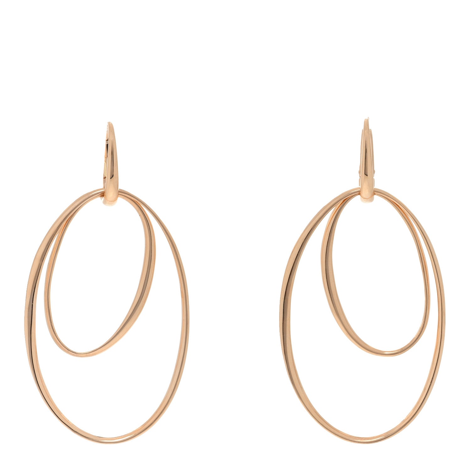 Pomellato 18K Rose Gold Oval Hoop Drop Earrings 1 of 4
