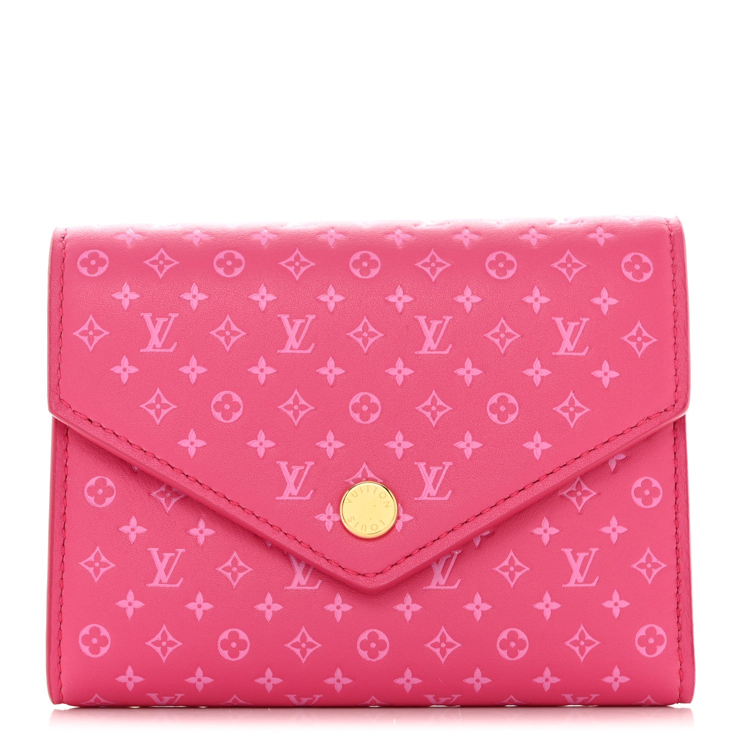 Louis Vuitton Calfskin Nanogram Embossed Victorine Wallet Rose 1 of 6