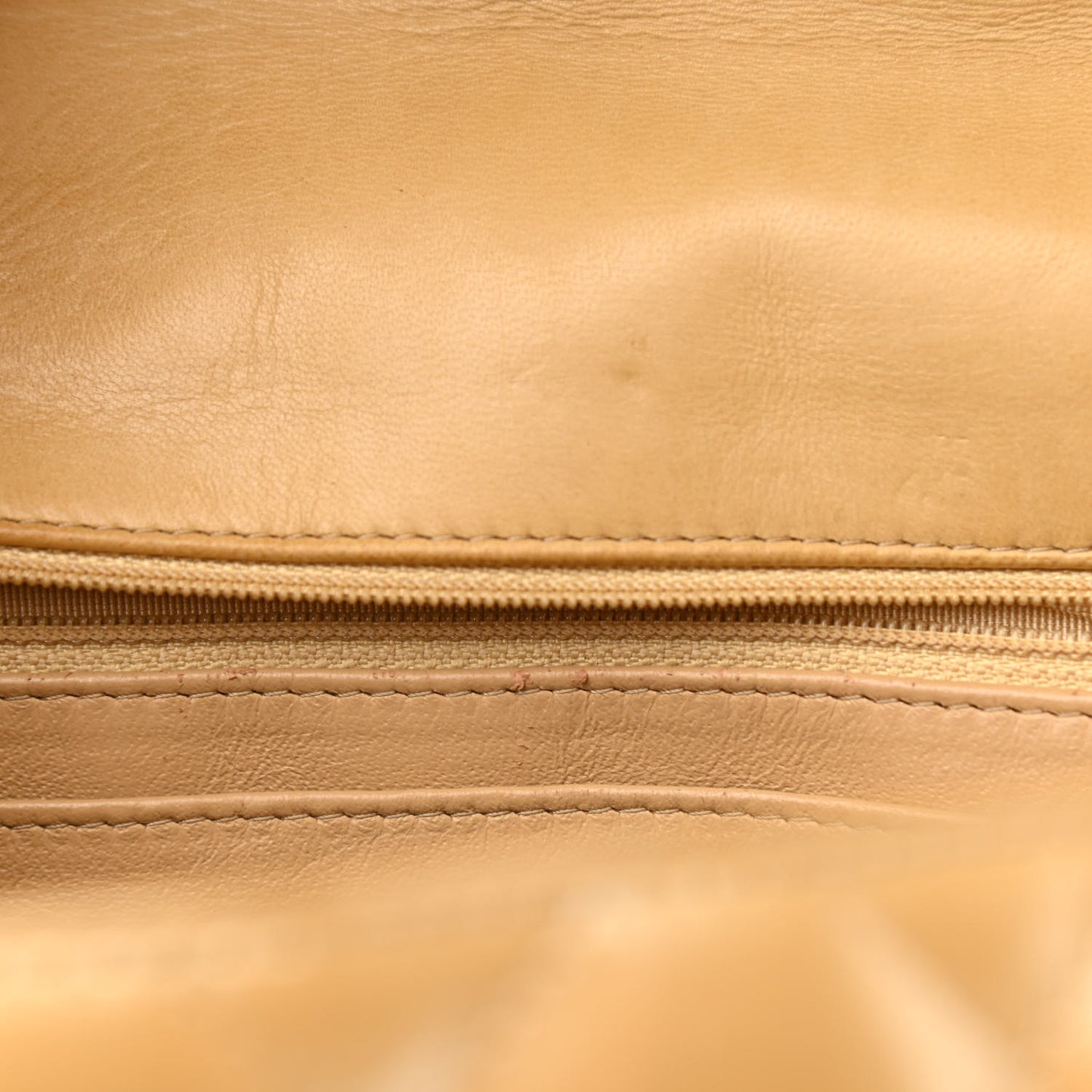 Metallic Patent Quilted Maxi Single Flap Beige