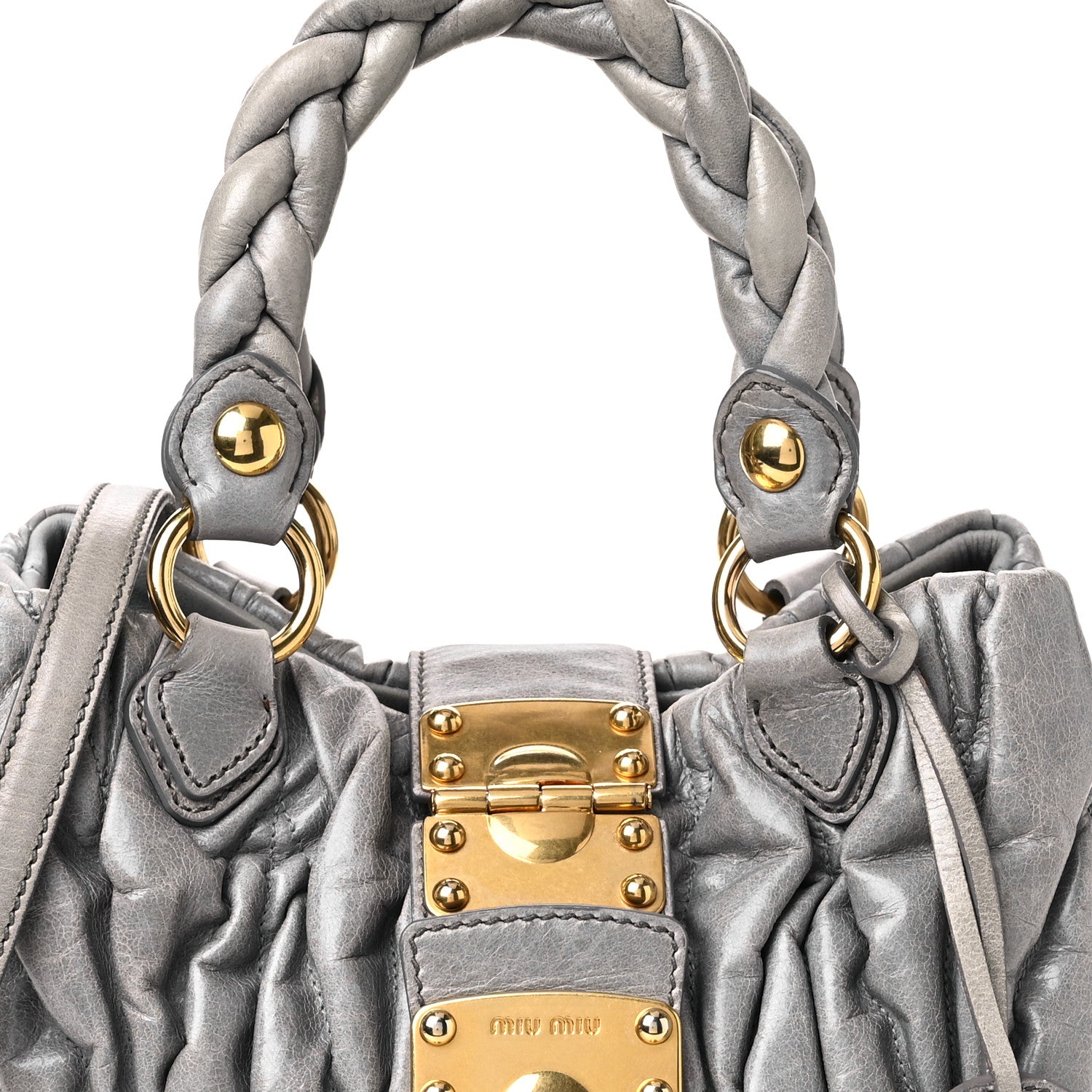 Miu Miu Nappa Matelasse Top Handle Satchel Fumo 8 of 15