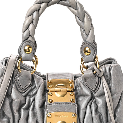 Miu Miu Nappa Matelasse Top Handle Satchel Fumo 8 of 15
