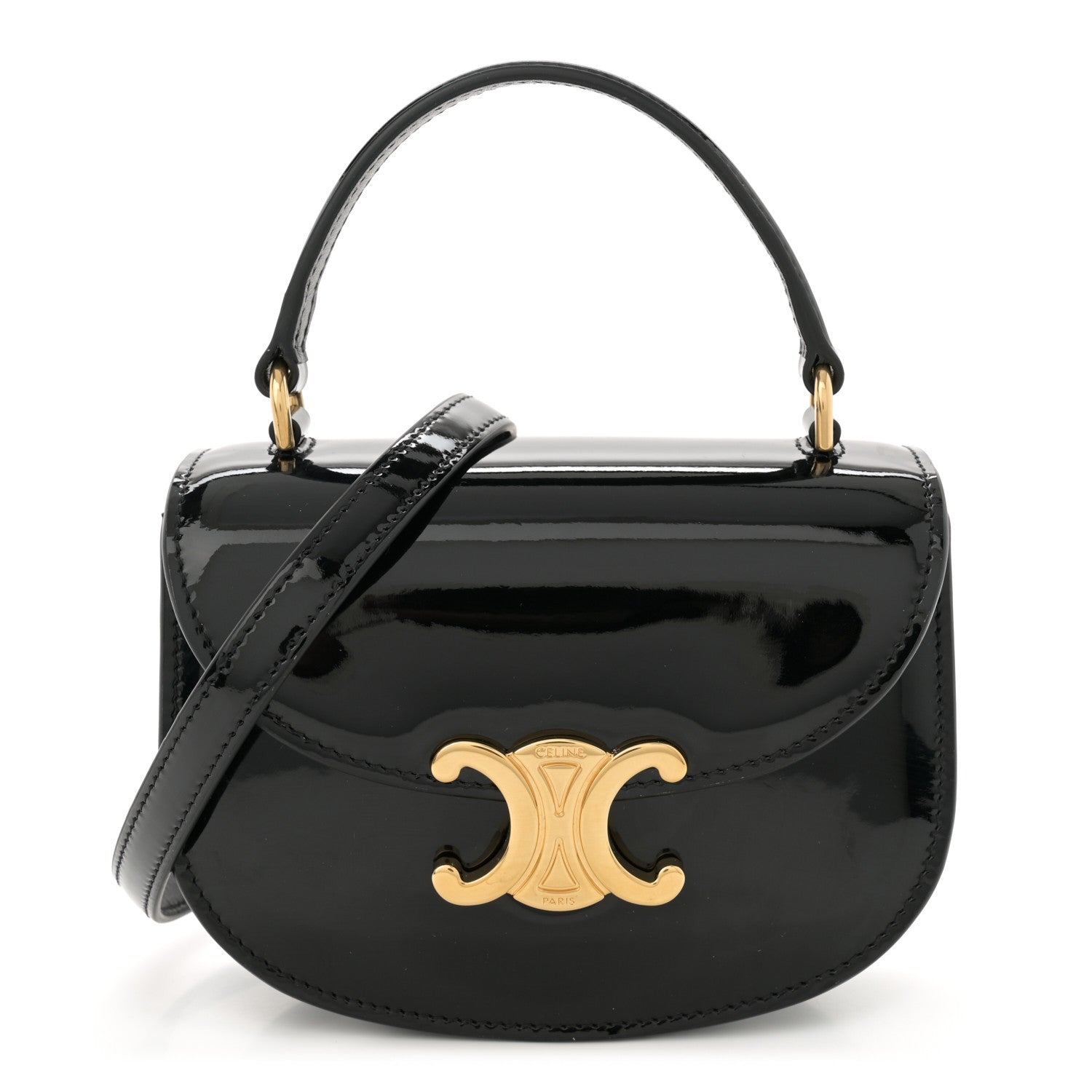 Celine Patent Calfskin Triomphe Mini Besace Clea Black 1 of 11