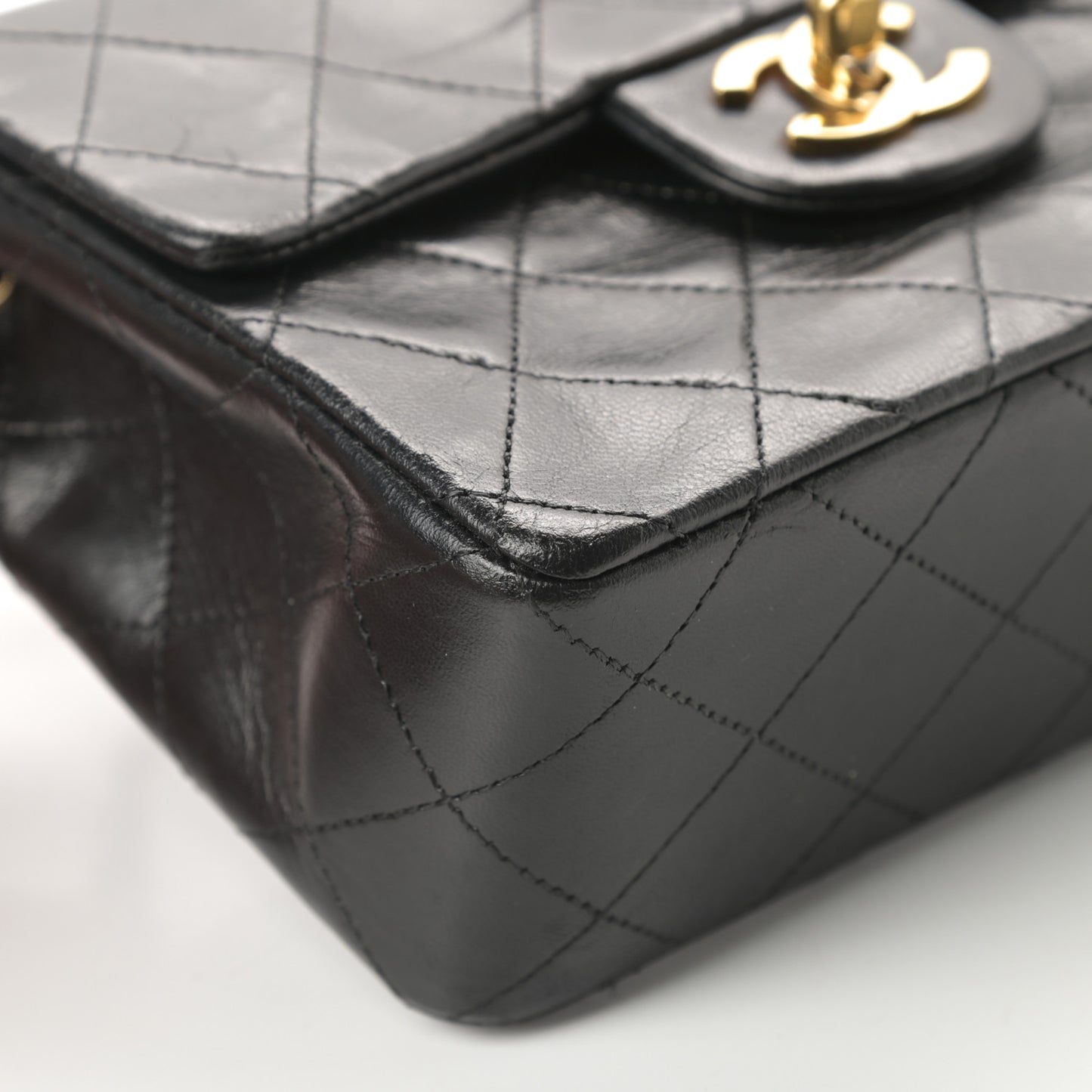 Lambskin Quilted Mini Square Flap Black