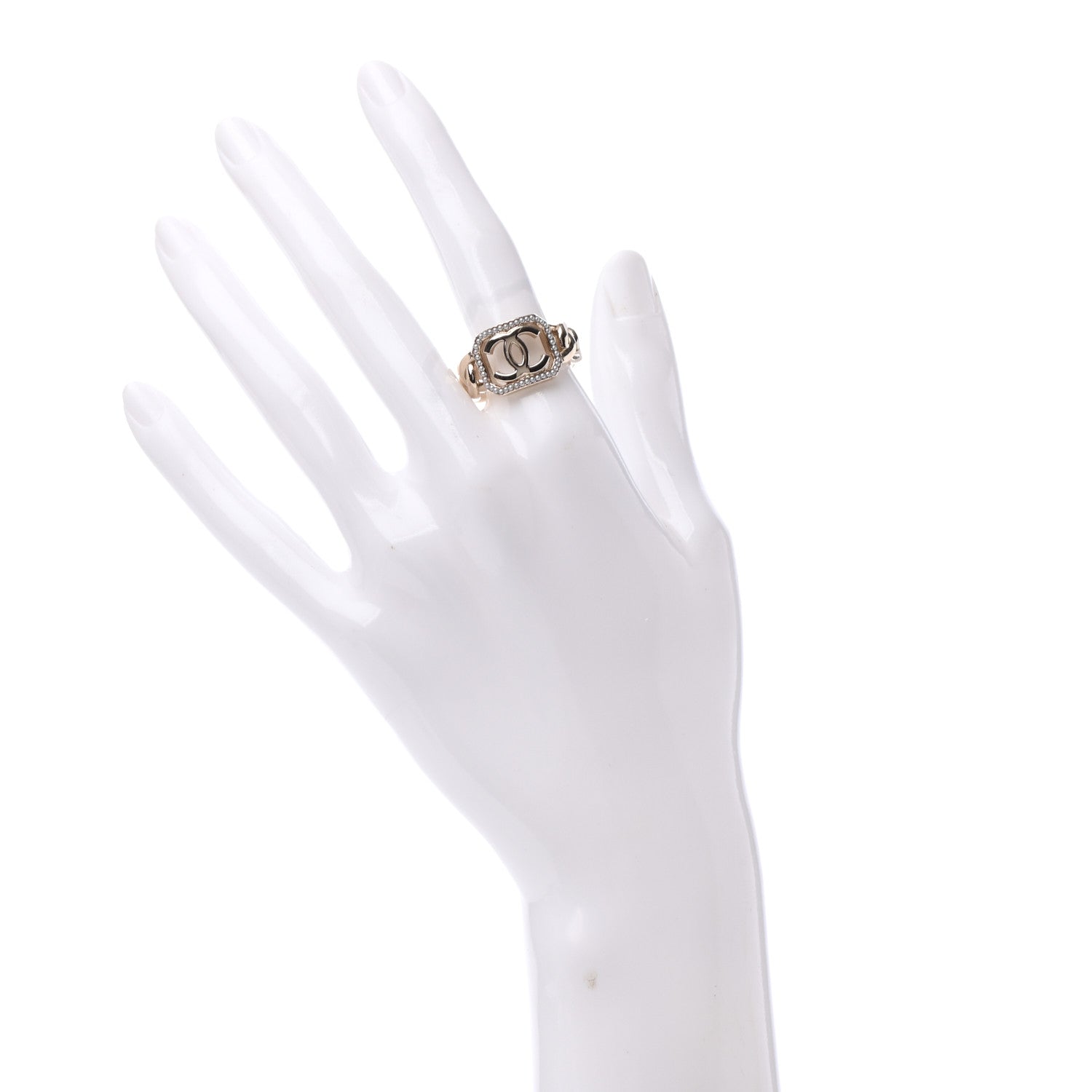 Chanel Pearl CC Ring 6.75 Gold 2 of 4