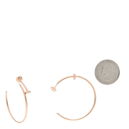 Cartier 18K Pink Gold Diamond Juste Un Clou Hoop Earrings 2 of 5