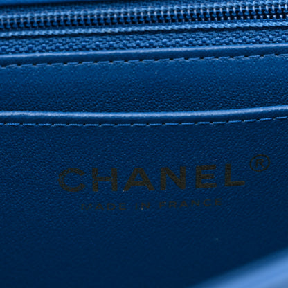Chanel Lambskin Chevron Quilted Mini Rectangular Flap Dark Blue 5 of 10
