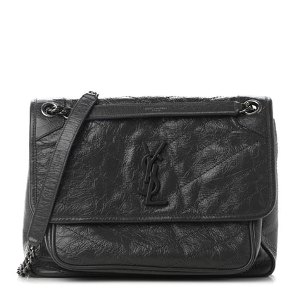 Saint Laurent Crinkled Calfskin Matelasse Monogram Medium Niki Chain Satchel Asphalt 1 of 10