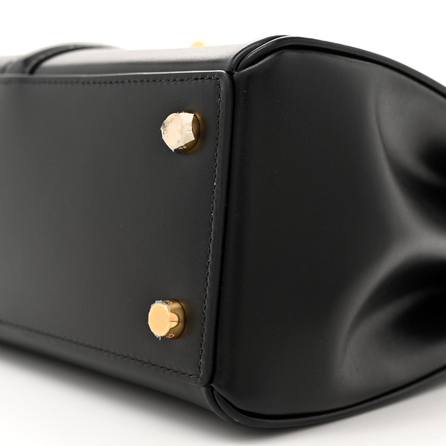 Satinated Calfskin Small 16 Top Handle Bag Black