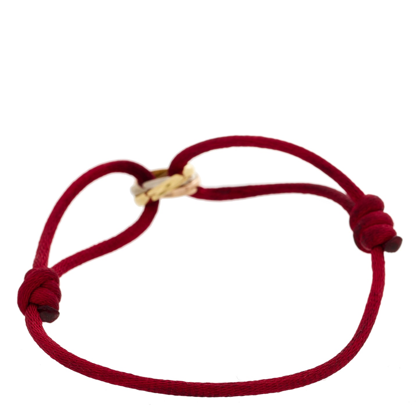 18K Pink Yellow White Gold Trinity Cord Bracelet Red