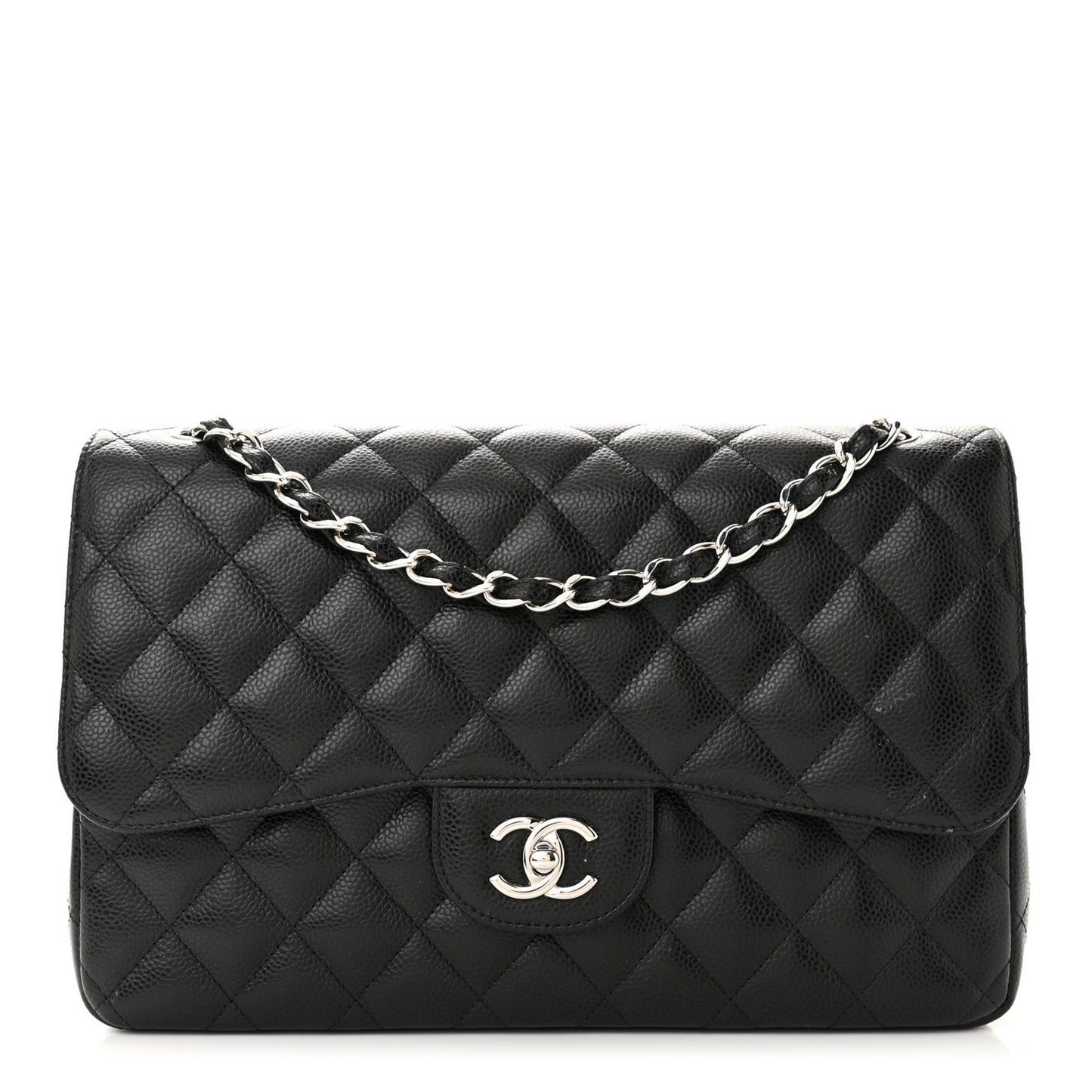 Caviar Quilted Jumbo Double Flap Black