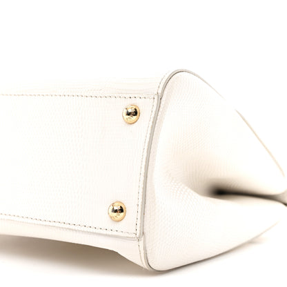 Dolce & Gabbana Iguana Calfskin Embossed Medium Miss Sicily Satchel White 9 of 12