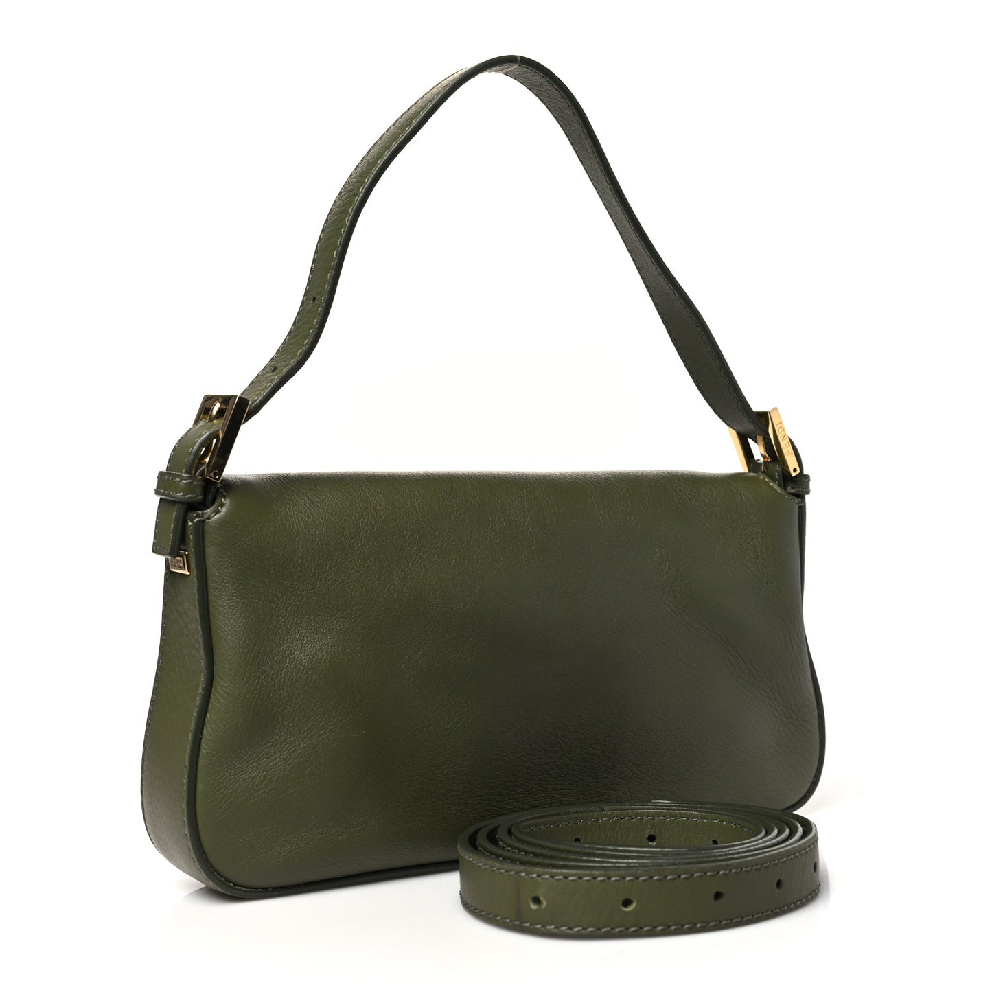 Vitello Flamingo Enamel Interchangeable Strap Baguette Verde Oliva
