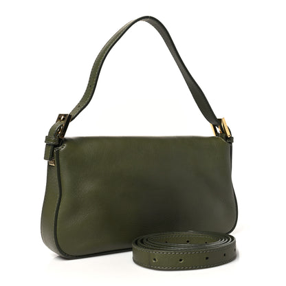 Fendi Vitello Flamingo Enamel Interchangeable Strap Baguette Verde Oliva 4 of 12