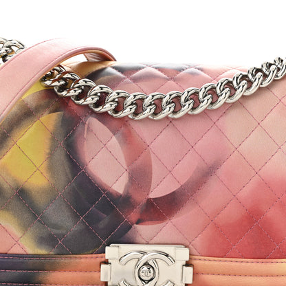 Chanel Printed Lambskin Quilted Medium Flower Power Boy Flap 8 of 11