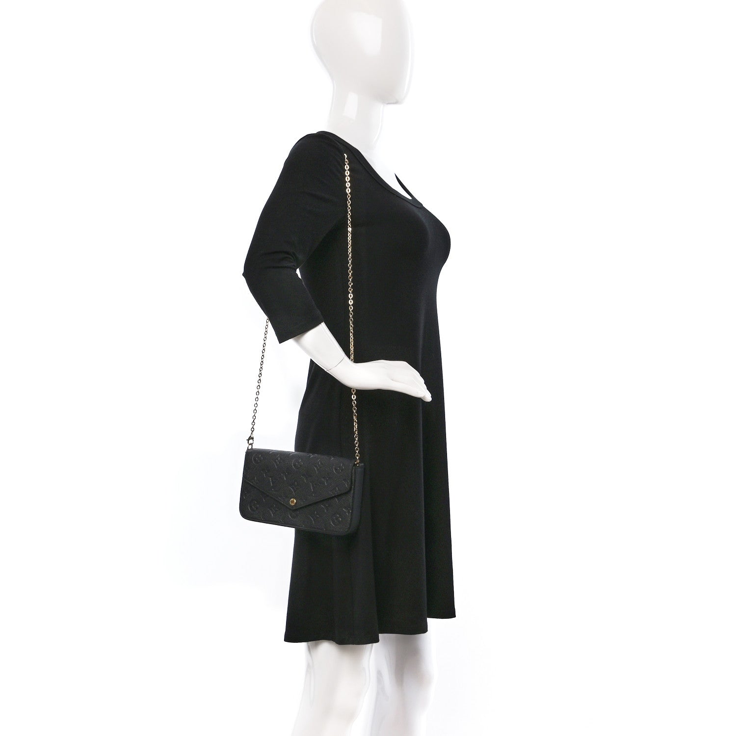 Louis Vuitton Empreinte Pochette Felicie Chain Wallet Black 3 of 9