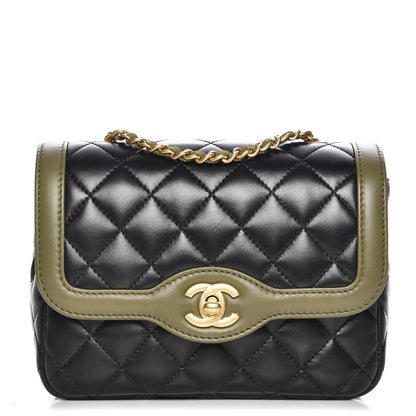 Chanel Lambskin Mini Square Flap Black Khaki 1 of 8